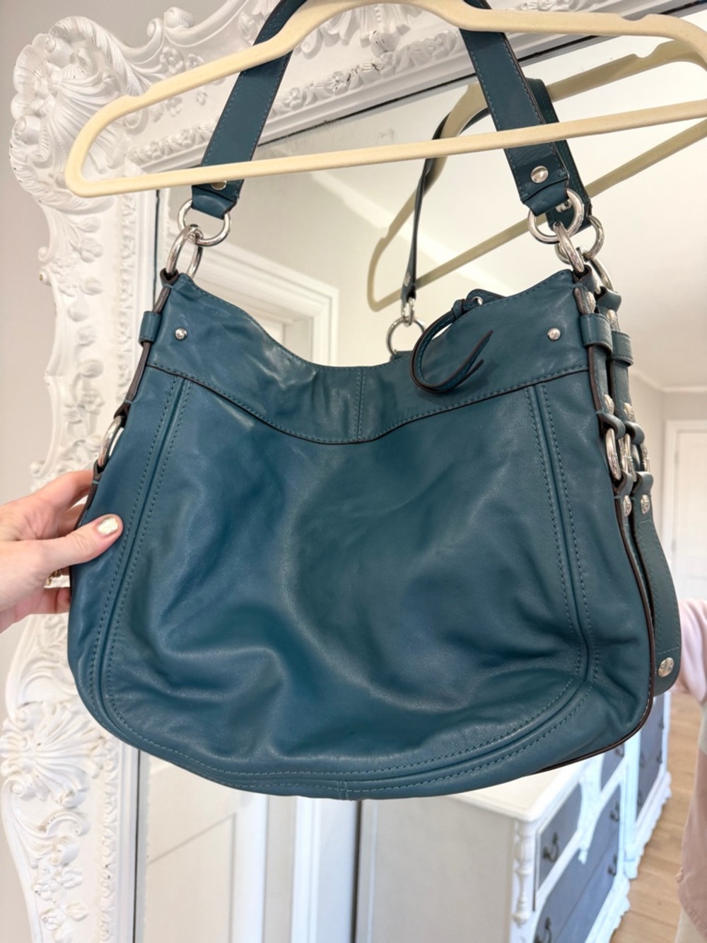 Coach Teal Zoe Hobo Leather Shoulder Bag  Handbag